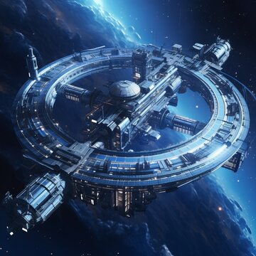 Solo Futuristic Spaceship Soaring Through the Starlit Dark Cosmos
