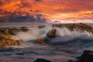 Very nice sunset near Mijas, Cala de Mijas, Malaga, Costa del Sol, Spain.