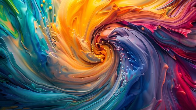 Colorful abstract painting with a&aelig;&frac14;&copy;&aelig;&para;&iexcl;of blue, purple, yellow, and orange.