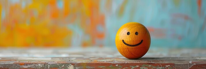 Smiling Wooden Man Orange Head, Background Banner