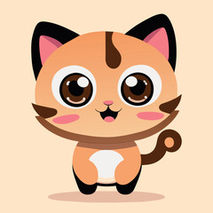 mose man cat have big shining eyes, so cute kawaii style vector, vector illustration kawaii