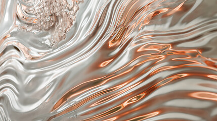 Prismatic melted iron texture with a fusion of rose gold and celestial silver