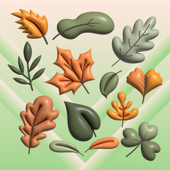 set of leaf 3d collection