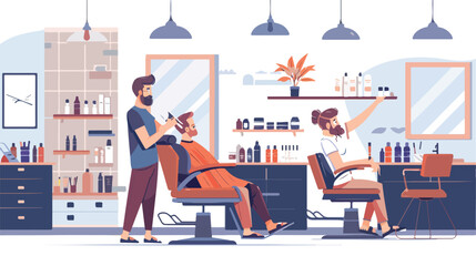Male hairdressing beauty salon interior isolated flat