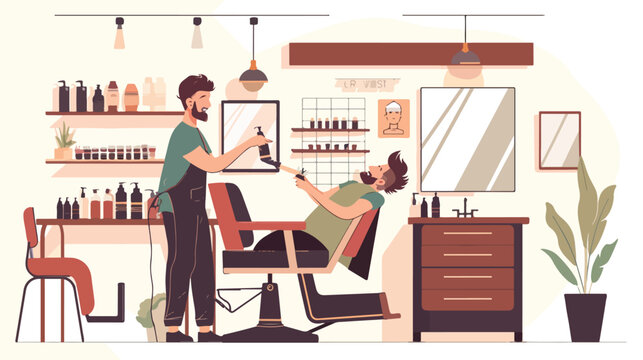 Male hairdressing beauty salon interior isolated flat