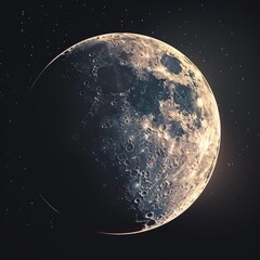 Full moon in the night sky background, AI generated Image