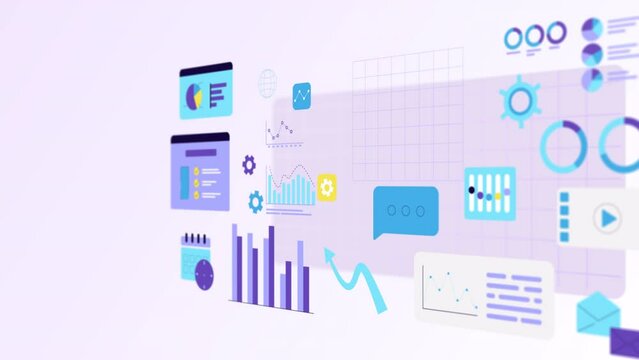 animation of graphics, Financial diagram and charts showing profits and losses. Elements for user interface UI, or infographics. template and graph corporate and business presentation. modern style