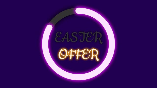 Easter offer is loading concept animation in bright pink light and loading bar sign. Easter holiday concept.