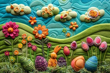 a delightful felt artwork capturing the essence of Easter
