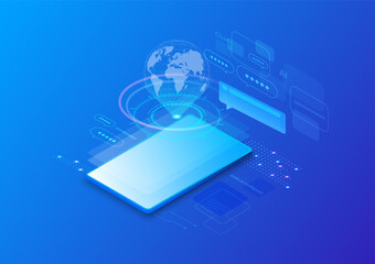Digital Wallet Innovative Finance Technology for Modern Transactions. Mobile Payment Solution for Secure Financial. Vector, Illustration