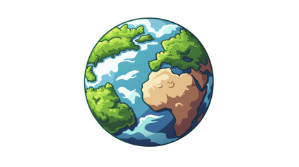 Stylized Cartoon Illustration of Earth Isolated On Transparent Background