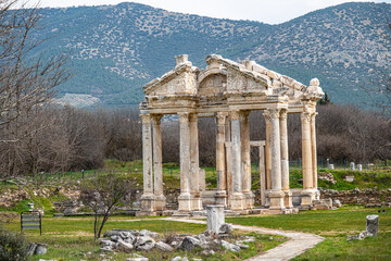 Scenic views from Afrodisias which  was a small ancient  Hellenistic city in the Caria,  was named...