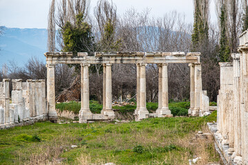 Scenic views from Afrodisias which  was a small ancient  Hellenistic city in the Caria,  was named...