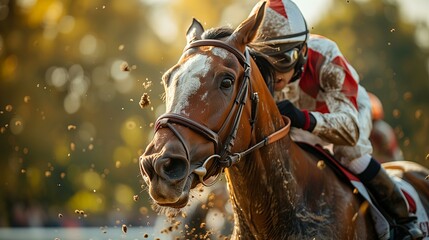 Obraz premium Horse Racing Intensity, Jockey in Action