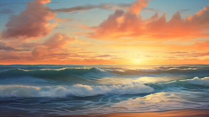 Naklejka na ściany i meble Dreamy Ocean Sunset wallpaper
