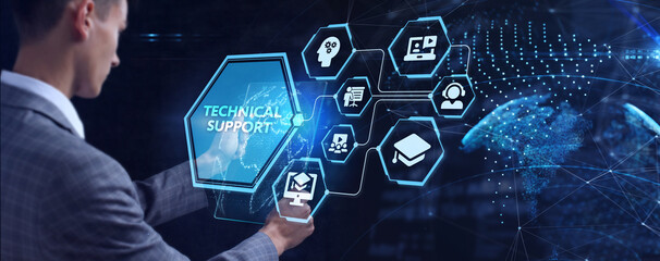 Business, Technology, Internet and network concept. Technical Support Center customer service.