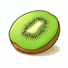 Drawing of a kiwi fruit cut in half On a white background.
