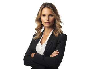 woman with folded arms, exuding confidence and professionalism, perfect for business or corporate settings.