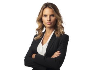 woman with folded arms, exuding confidence and professionalism, perfect for business or corporate settings.