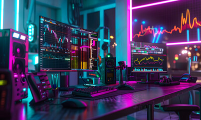 money and stock exchange market with graph concept