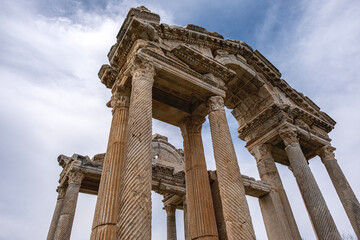 Scenic views from Afrodisias which  was a small ancient  Hellenistic city in the Caria,  was named after Aphrodite, the Greek goddess of love in Aydın, Turkey