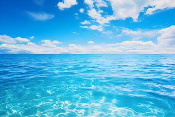 Fototapeta na wymiar Mesmerizing Panoramic View of the Vast and Tranquil Deep Blue Ocean Under the Azure Sky