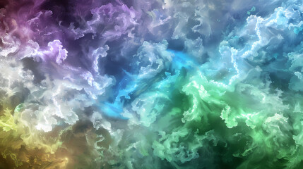 Fototapeta na wymiar Vivid Spectrum of Swirling Blue and Green Colors in Abstract Cloud Formation