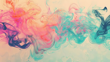 Fototapeta na wymiar Vibrant Colored Smoke Mix on White Background