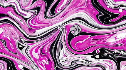 Abstract Swirling Art in Vivid Pink and Black Tones
