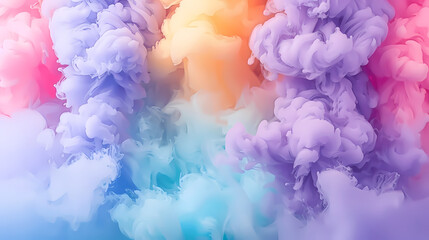 Fototapeta premium Colorful Clouds of Rainbow Colored Smoke in Pastel Hues