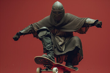 a man in a helmet riding a skateboard
