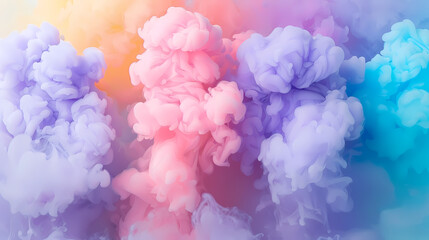Fototapeta premium Colorful Clouds of Rainbow Colored Smoke in Pastel Hues