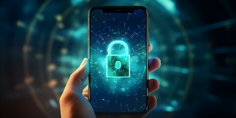 Promoting the importance of secure passwords for financial accounts with a mobile app. Concept Online Security, Password Strength, Financial Protection, Mobile App, Cybersecurity - obrazy, fototapety, plakaty
