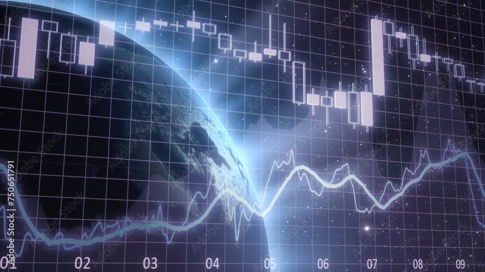 Wall mural Stock market trading graph for financial investment