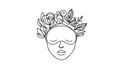 One single unbroken continuous line of carnival mask. Vector illustration