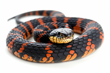 Fototapeta premium Beautiful colorful fancy snake On a white background.