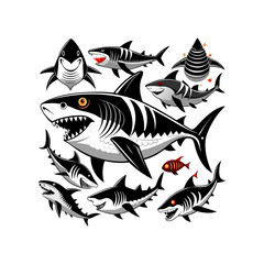 set of shark vector 