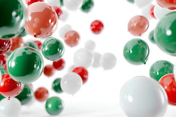 Fototapeta premium Republic Day Italy. Background with balloons green, red, white colors. Holiday concept for backdrop, banner, greeting card, template with copy space