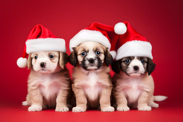 A Group of Baby Dogs Celebrating Christmas – Perfect for Spreading Holiday Happiness!