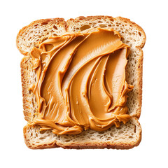 Peanut butter on bread toast Isolated on transparent background