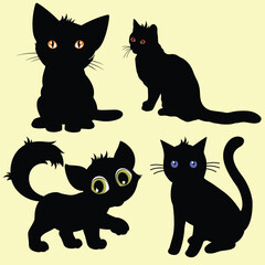 Fototapeta na wymiar cat illustration black silhouette vector template