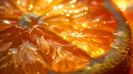 Backlit orange segment illumination revealing the intricate flesh and peel a sweet and healthy treat - obrazy, fototapety, plakaty