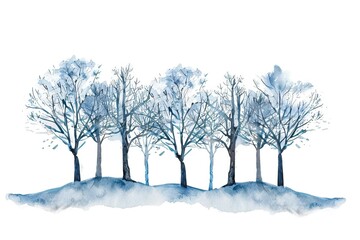 Snow-covered Trees water color style,isolate on white,Clip art