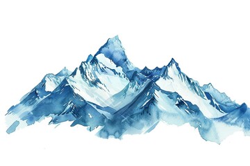 Rocky Mountains water color style,isolate on white,Clip art