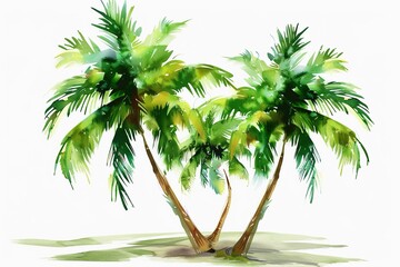 Palm Trees water color style,isolate on white,Clip art