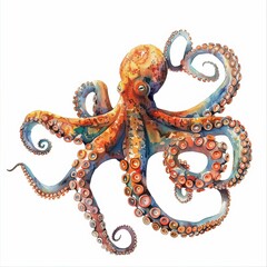 Obraz premium Octopus water color style,isolate on white,Clip art