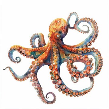 recommend clip art: Octopus water color style,isolate on white,Clip art