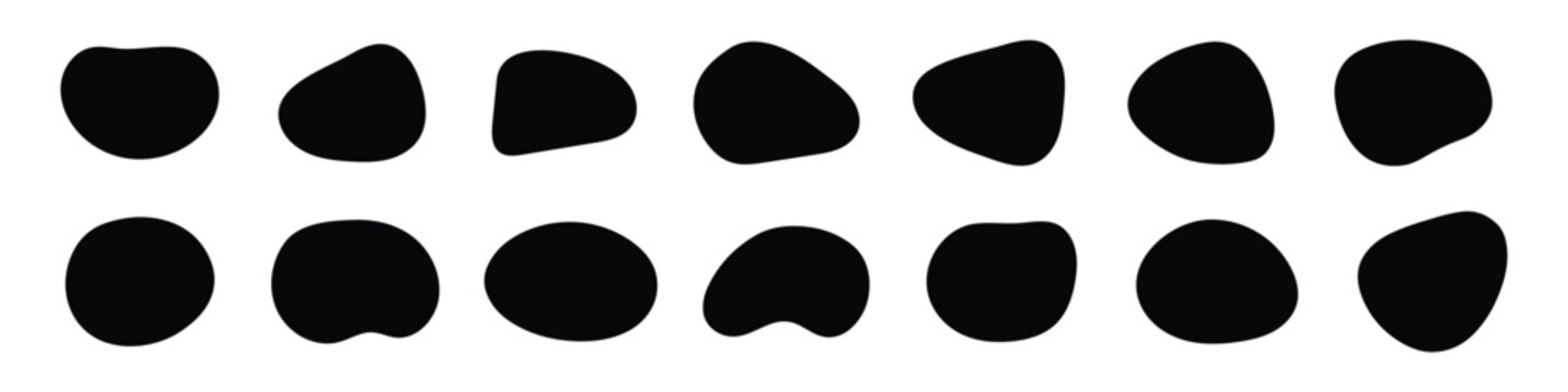 recommend clip art: Random organic blob shapes. Black cube drops. Liquid organic amoeba silhouette blob in modern style. 