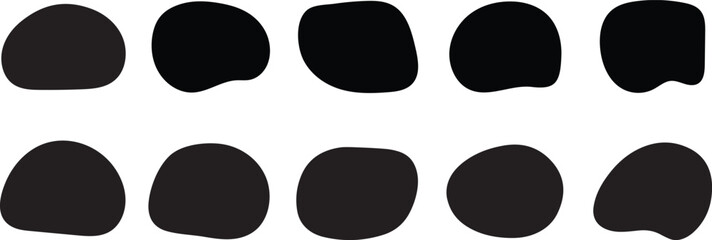 Random organic blob shapes. Black cube drops. Liquid organic amoeba silhouette blob in modern style. 