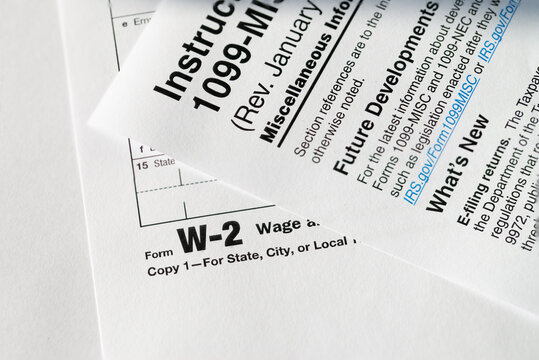 1099 Misc. and W2 Internal Revenue Service tax forms.